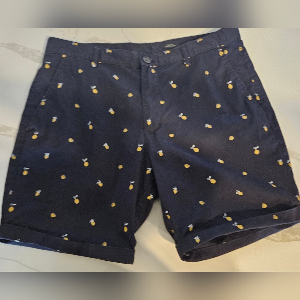 H&M Navy Blue Printed Men's Shorts